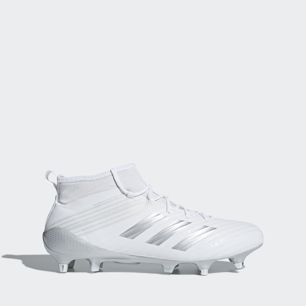 Adidas Predator Flare Sg - παπουτσια ραγκμπι ανδρικα - Ασπρα/Ασημι Μεταλλικός/Ασπρα,Μέγεθος: EU 36 –